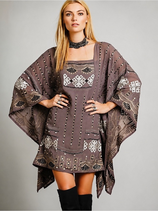 Free People Dresses & Skirts - $398 Vintage Rare Free People Flared Sleeves Beadwork Embroidery Mini Dress XS/S